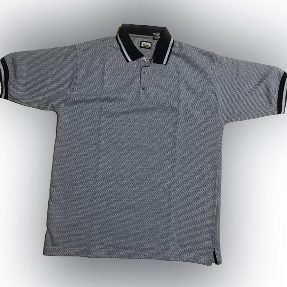 💥Men’s Premier International Blue Pattern Polo Shirt Short Sleeve Collar Large
